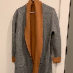Luii Gray Cardigan with Brown Trim